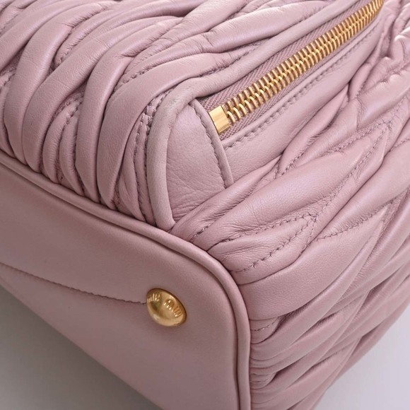 MIU MIU miu MATELASSE Rucksack Backpack 5BZ022 Pink Beige Women's - Picture 4 of 10